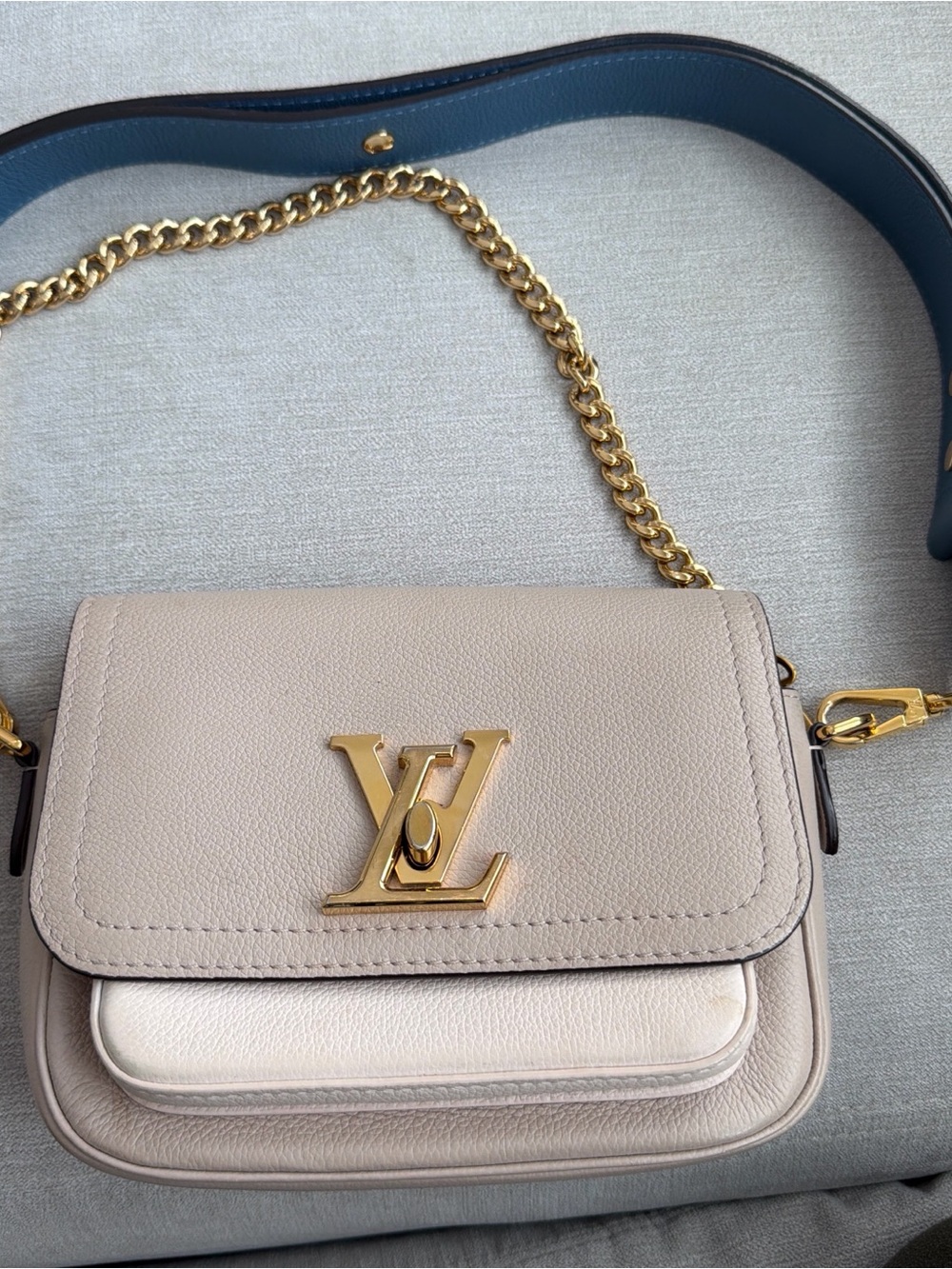 Louis Vuitton Taupe Leather Crossbody with Gold Hardware